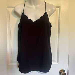 J. Crew Black Fitted Camisole with Scalloped Neckline Sz 2